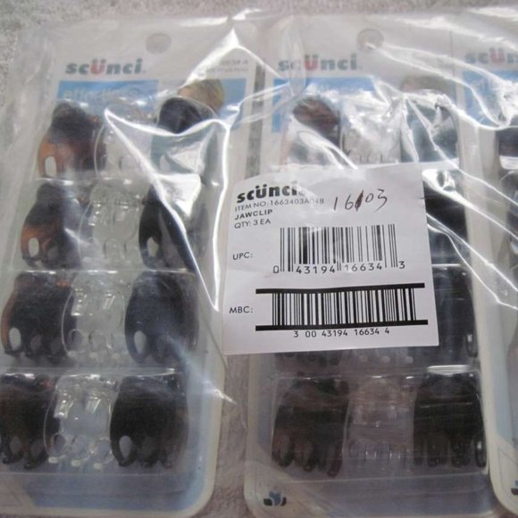 12 Scunci EffortlessBeauty 5/8" Small Plastic Jaw Hair Clips Black Frosted Clear - Picture 7 of 8